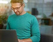 person looking at computer